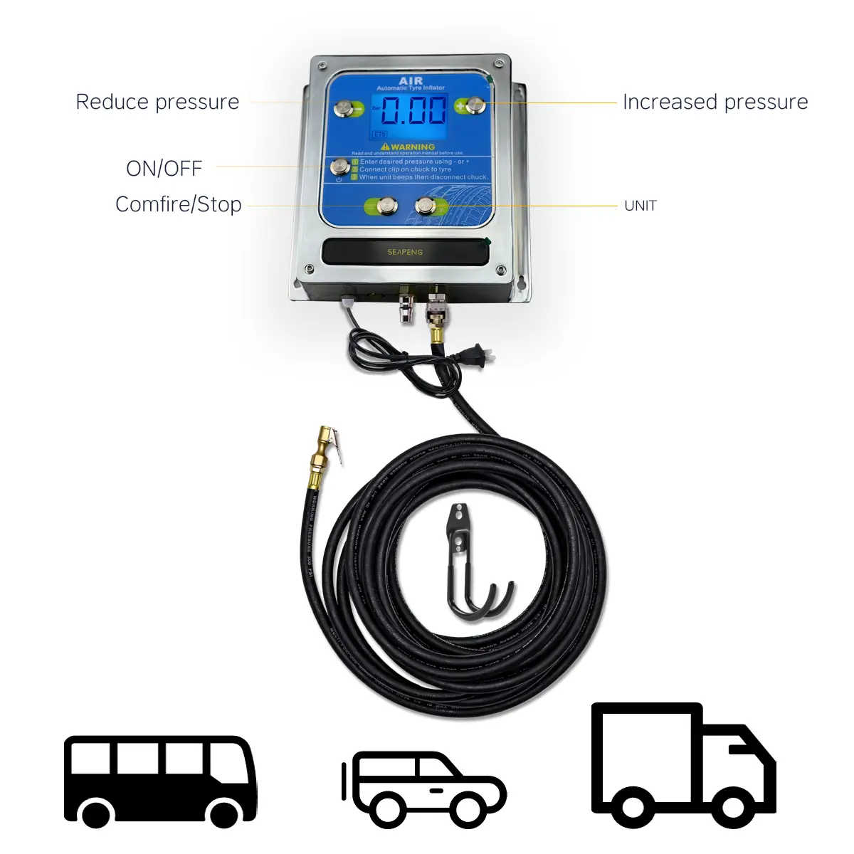 Wall mounted aluminum tire inflator