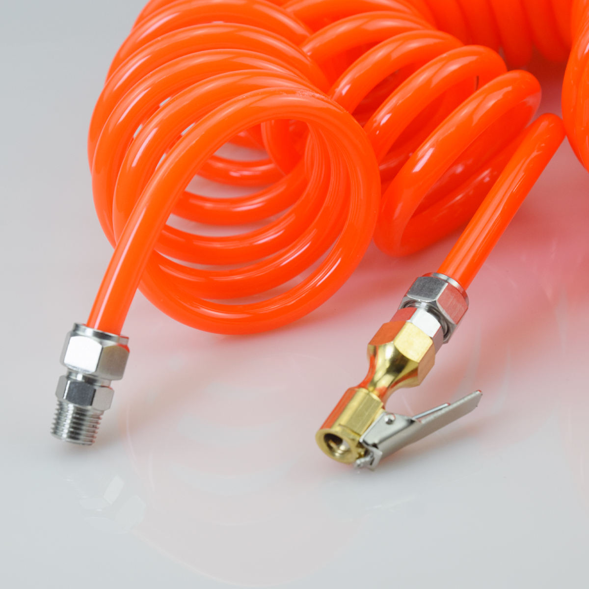 SEAPENG Rubber Metal Coated Spring Gas Pipe Pneumatic Explosion-proof Ultra Soft Spiral Tire Inflator Hose G1/4 Thread Special 12-8mm