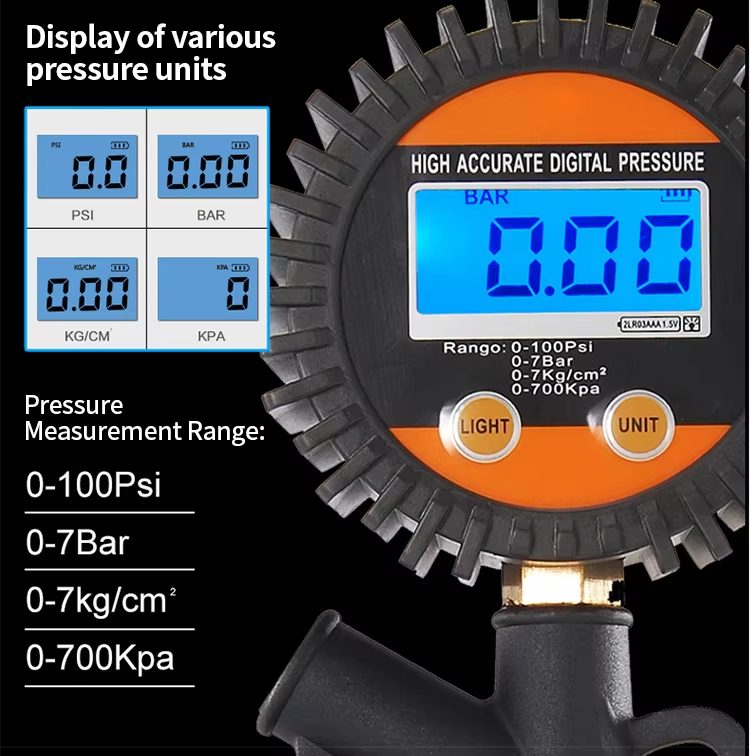 SEAPENG DP-201 High Precision Digital LCD 100Psi Tire Pressure Gauge-0.02Psi Accuracy Small Lightweight 12-Month Tires