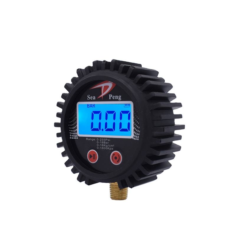 SEAPENG DP-T03 Handheld Metal Tire Inflator Gauge with Tire Pressure Monitor-Durable Build and Accurate Pressure Control