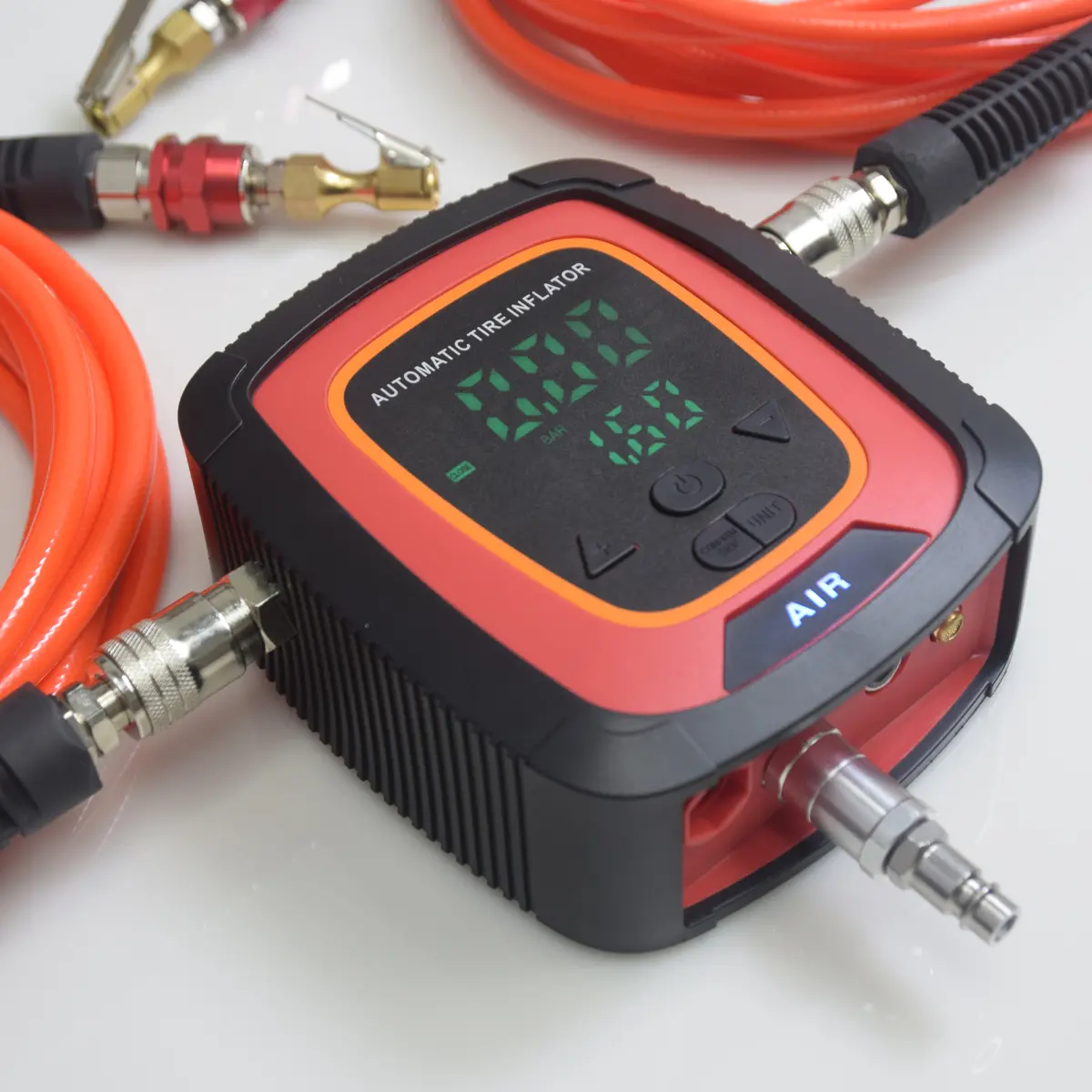 Wall mounted tire inflator for all vehicle models