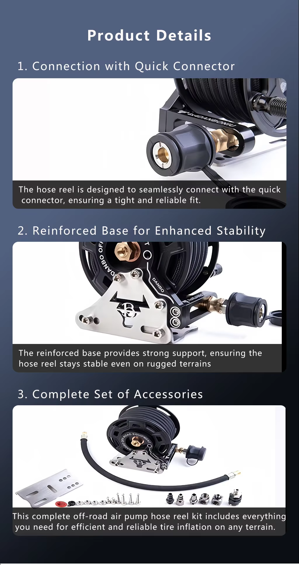 SEAPENG US Quality All-Terrain with Retract Air Pump Hose Reel
