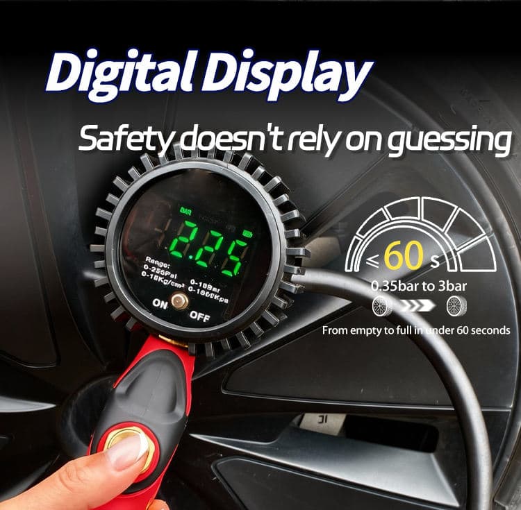 SEAPENG TB-802 ErgoSmart Tire Inflator Advanced Auto-Inflation Technology LED Display Double Cylinder Design Comfortable Grip for Motorcycles